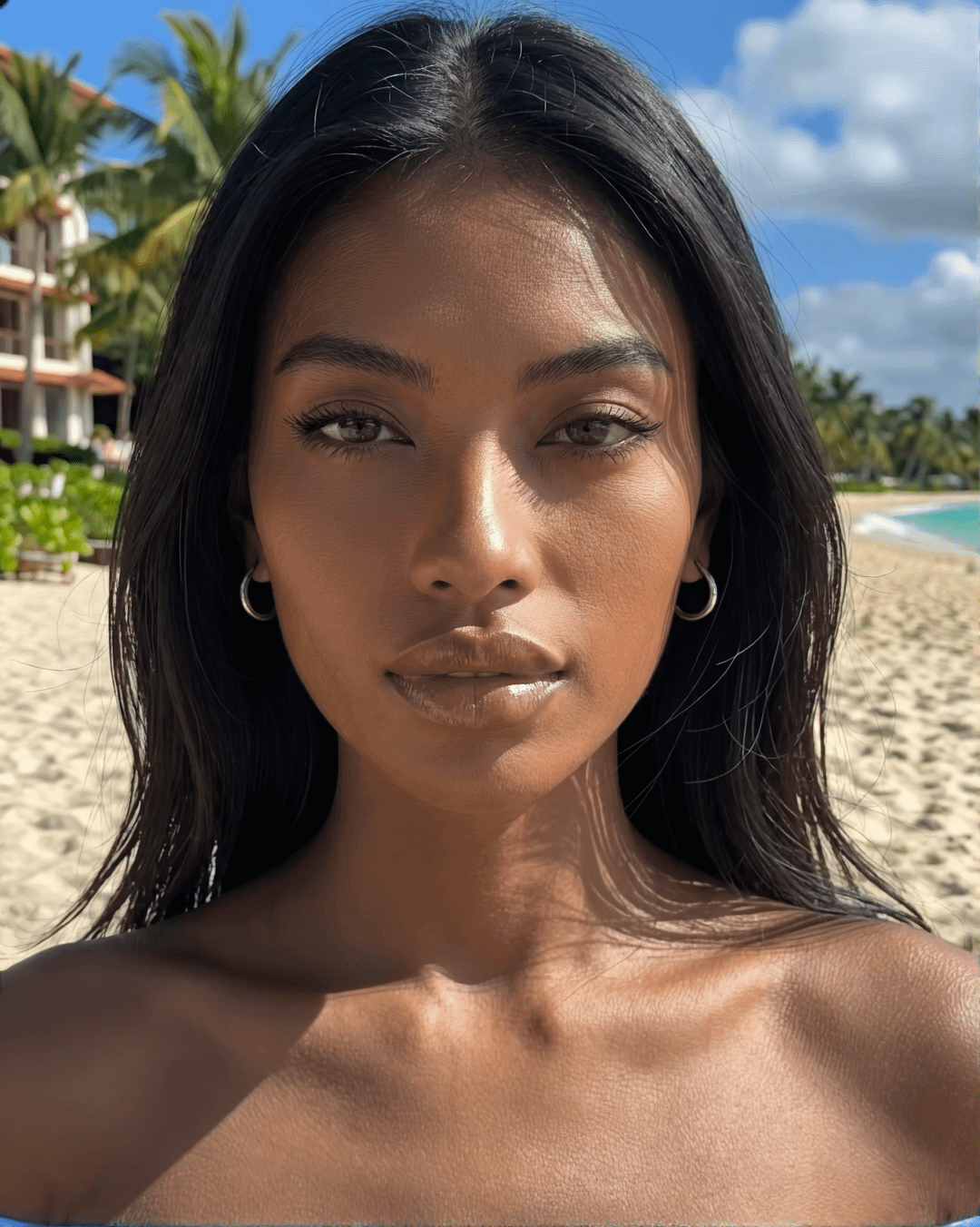 Tropical Beach Portrait Bright Natural Sunlight