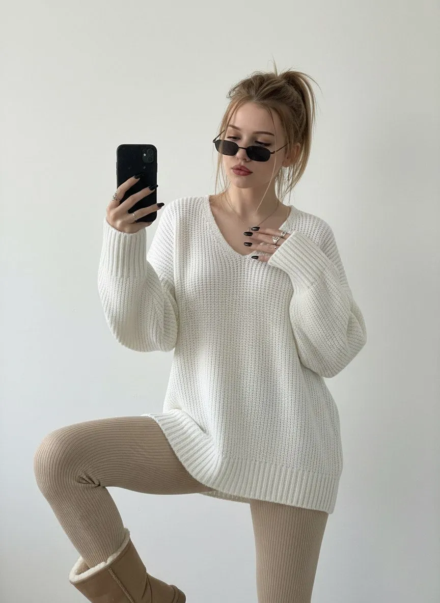 Oversized Sweater Mirror Selfie