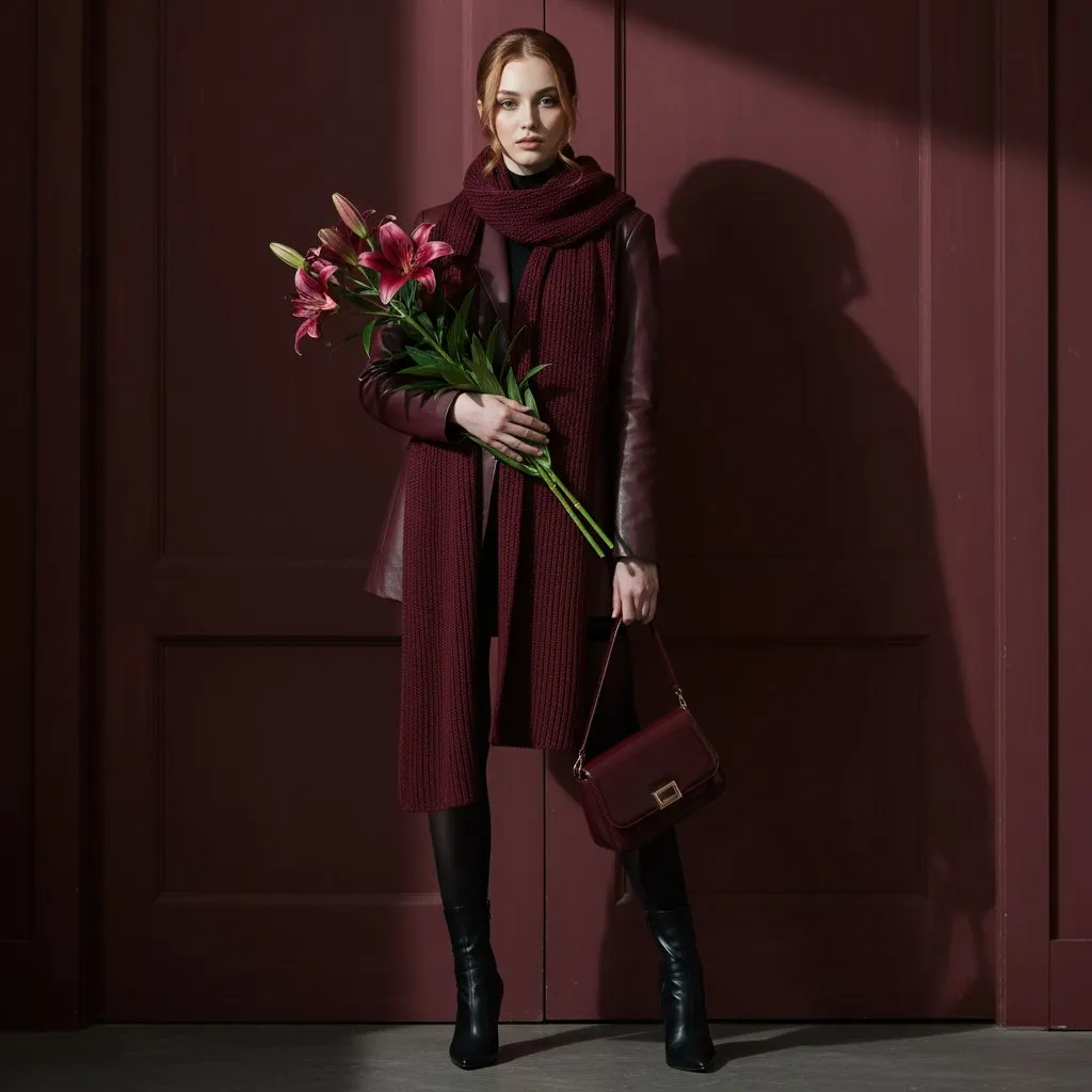 Makeup In A Burgundy Fashion Portrait