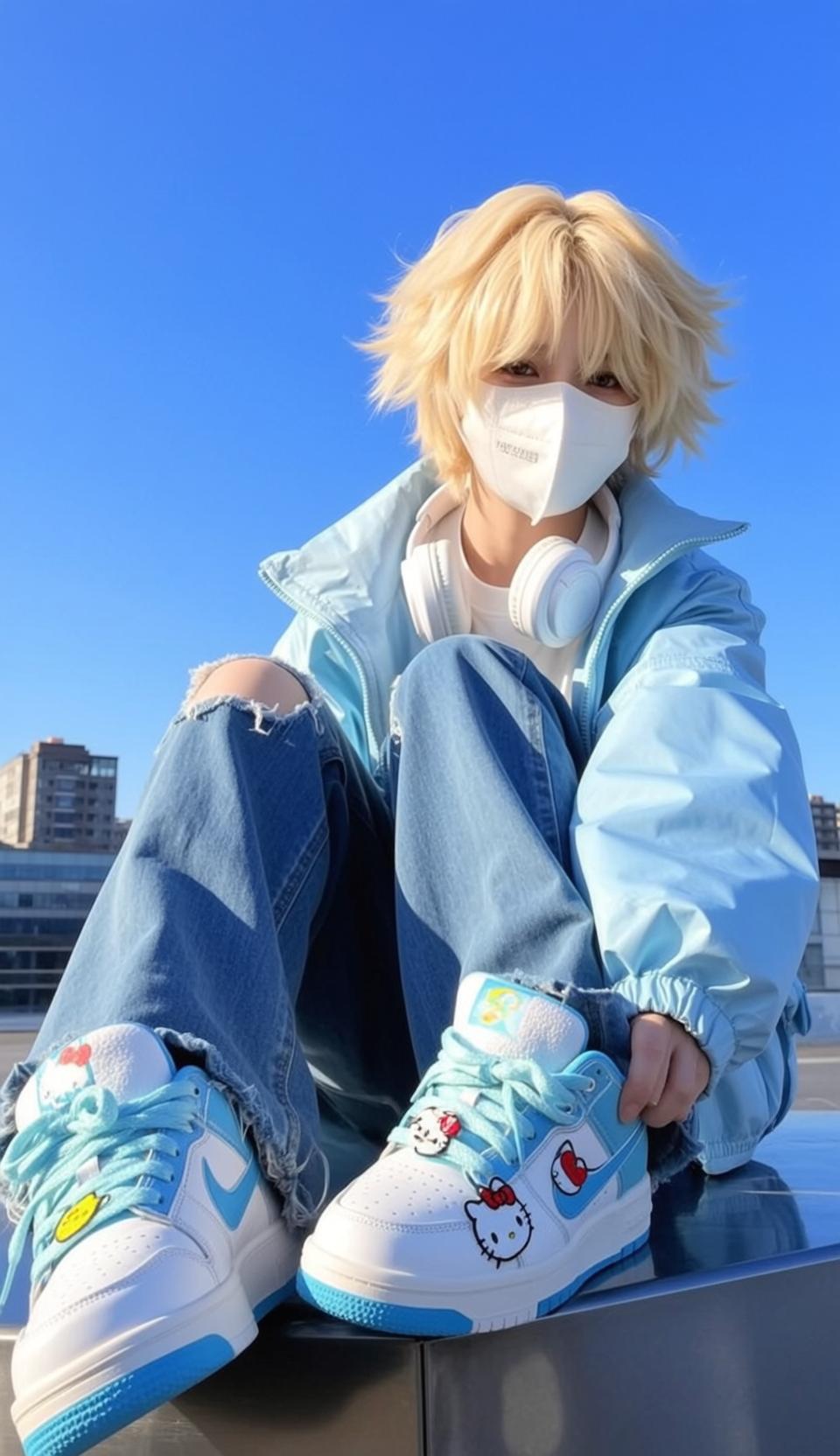 Creative Young Short Messy Blonde Fair White