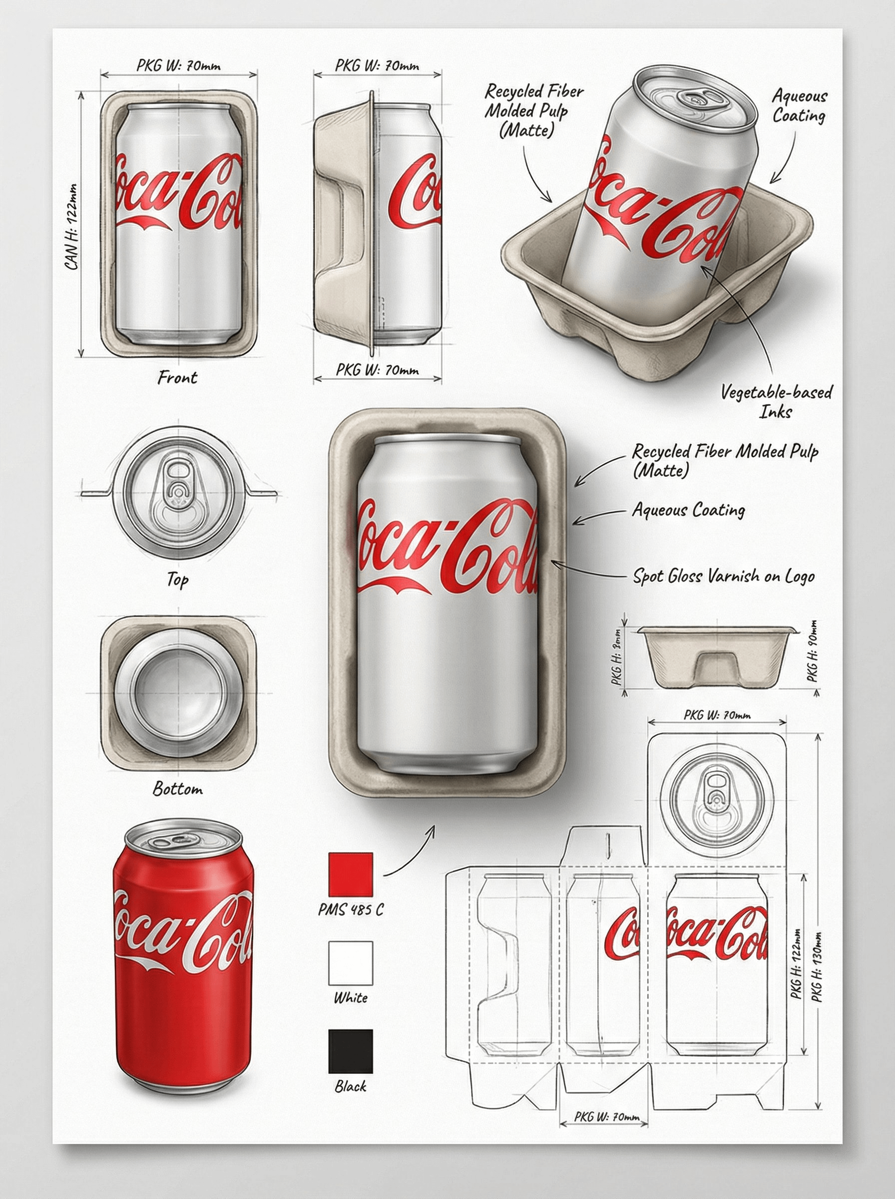 Coca Cola Can In Pulp Packaging Top Down