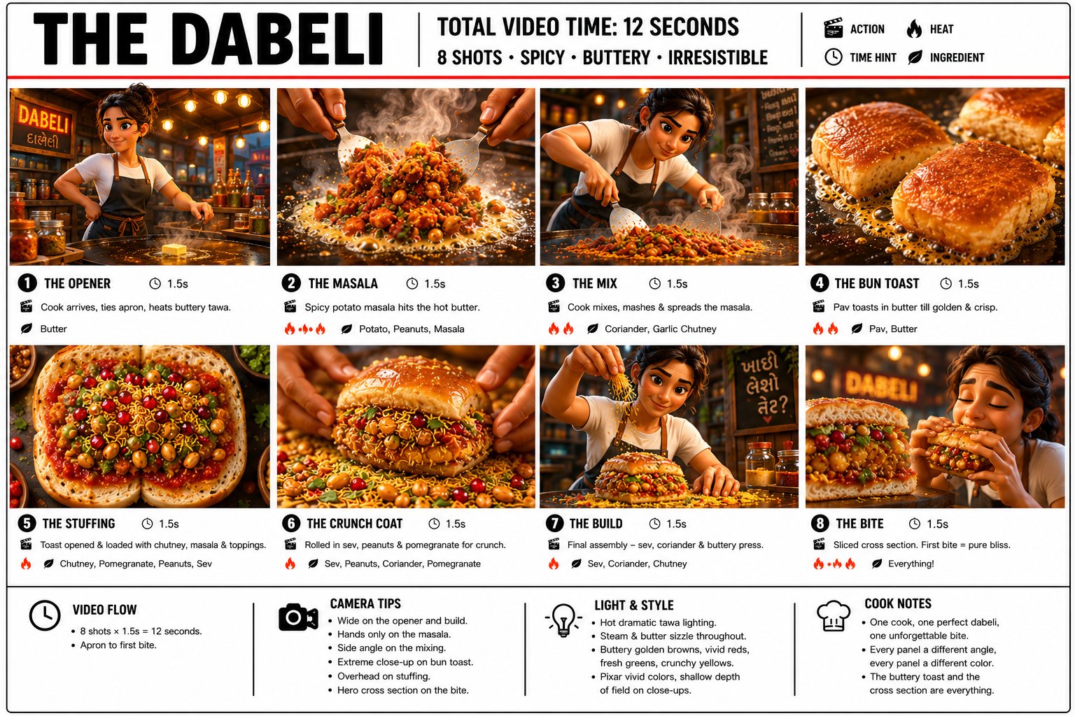 Dabeli Food Stall Cooking And Eating Scenes