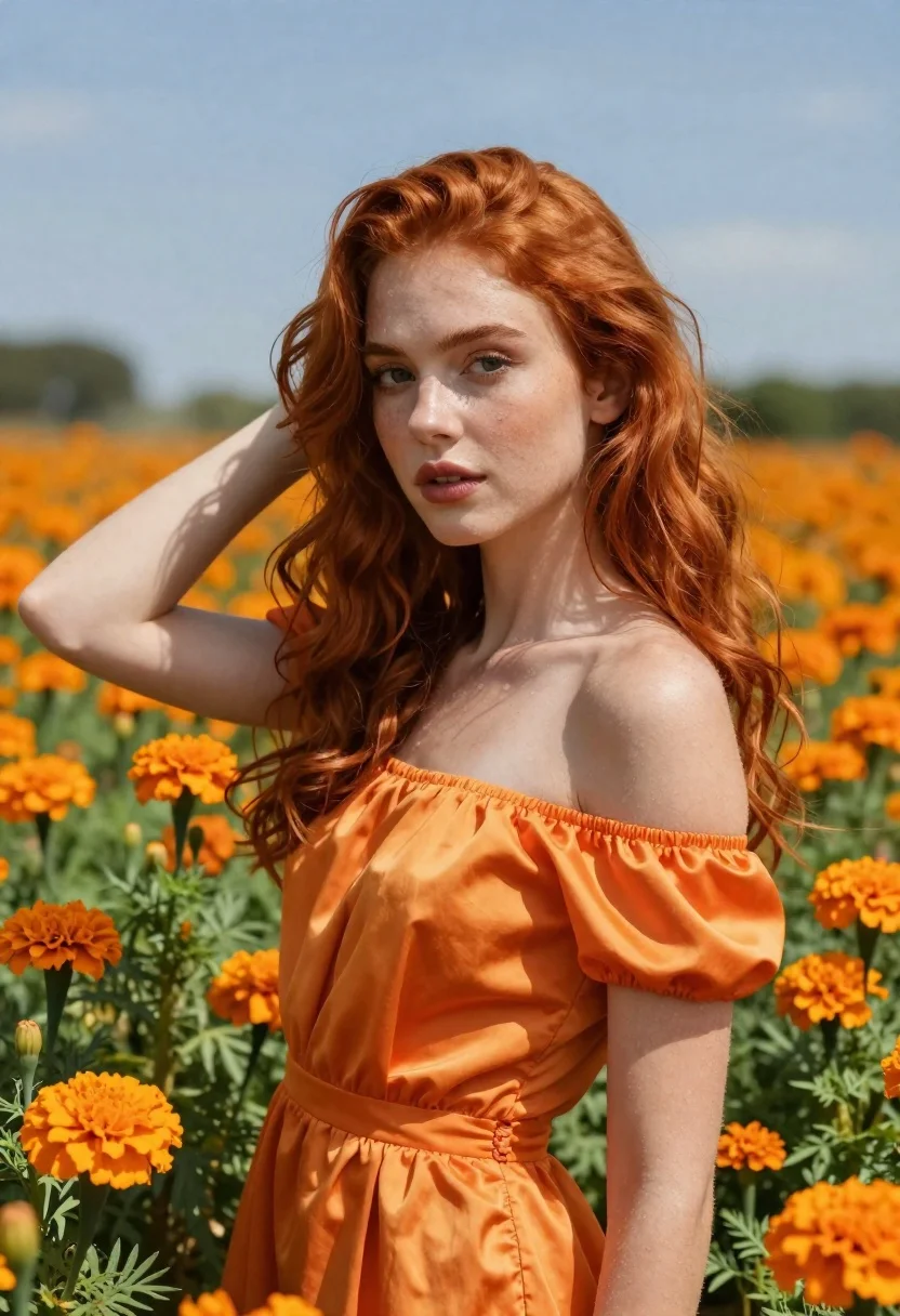 Photorealistic Portrait Young Woman With Vibrant Red Hair And Expressive reference photo