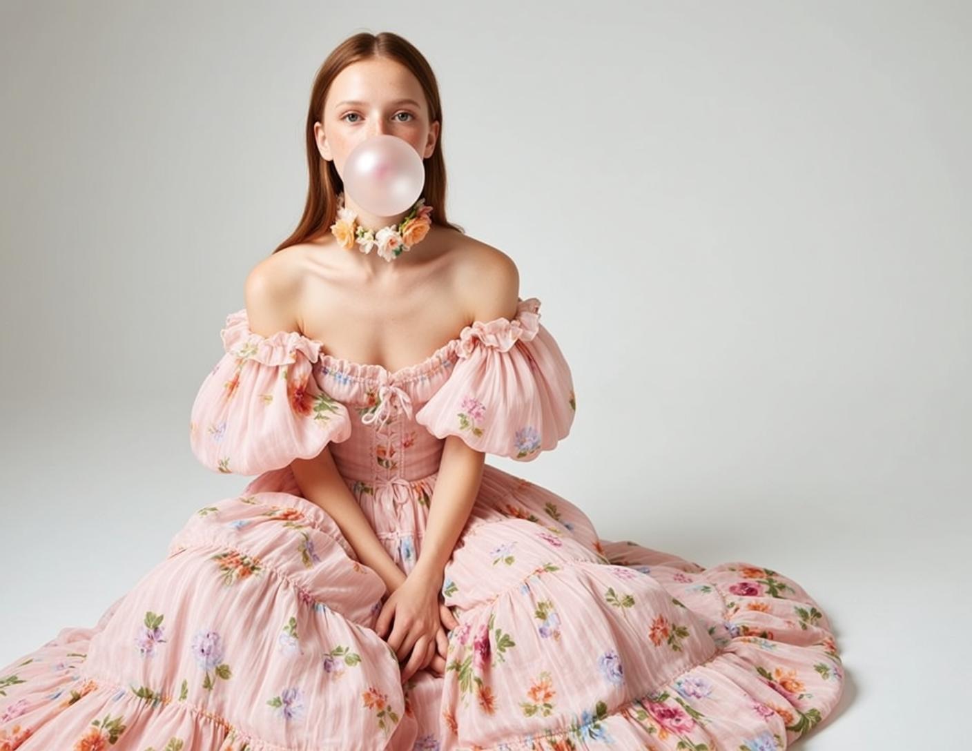Pink Floral Dress Bubblegum