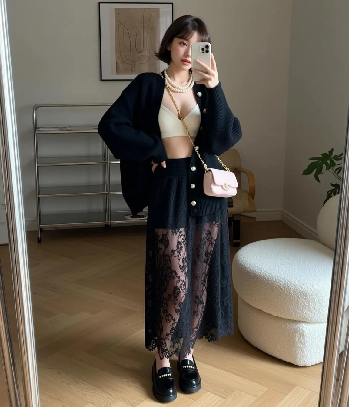 Casual Young Short Dark Bob Fair White