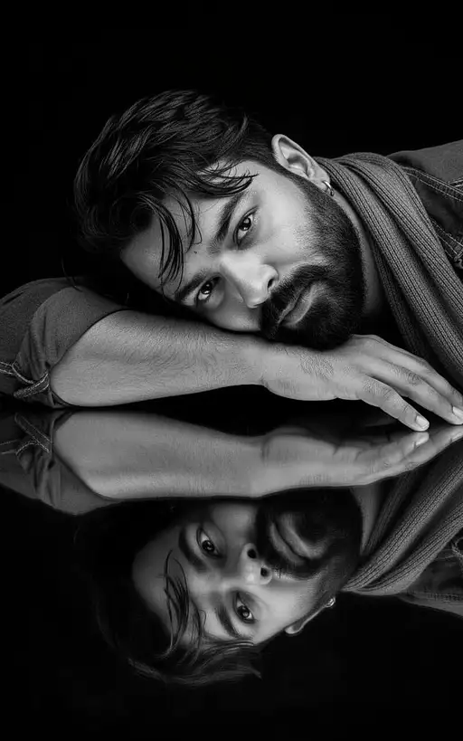 Mirror The Most Realistic Portrait Handsome Young Man Lying Elegantly