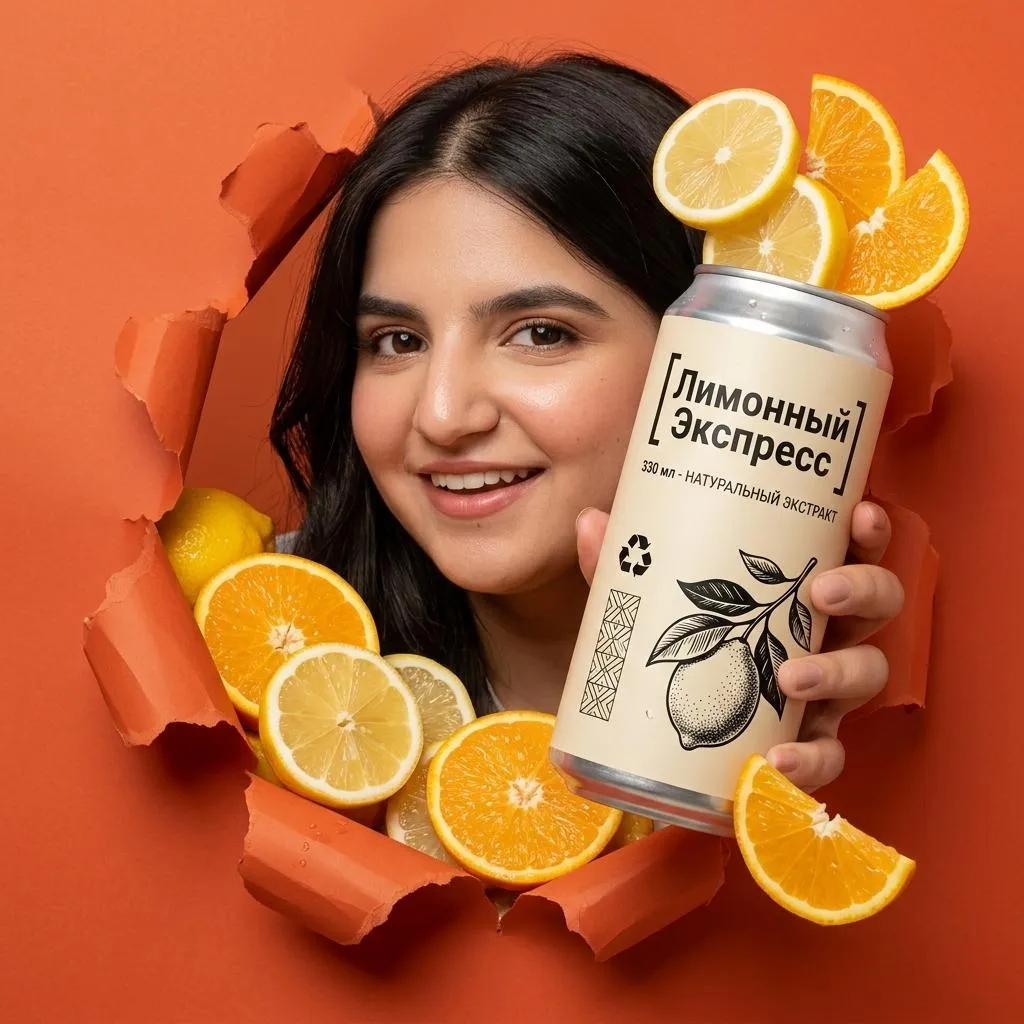 Smiling With Orange Paper And Lemons