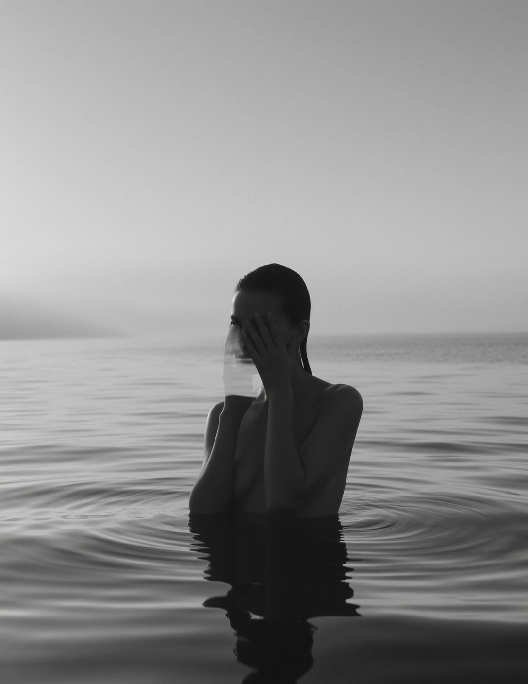 Black And White Medium Shot Photograph Captures Woman From The