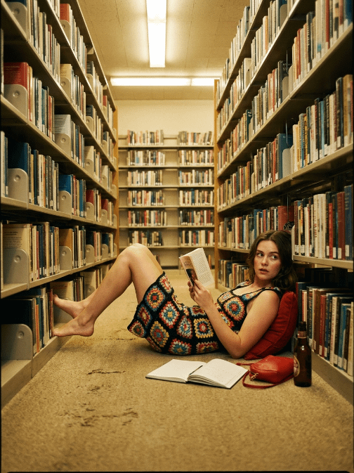 Library Scene Two Book Aisles Soft Light