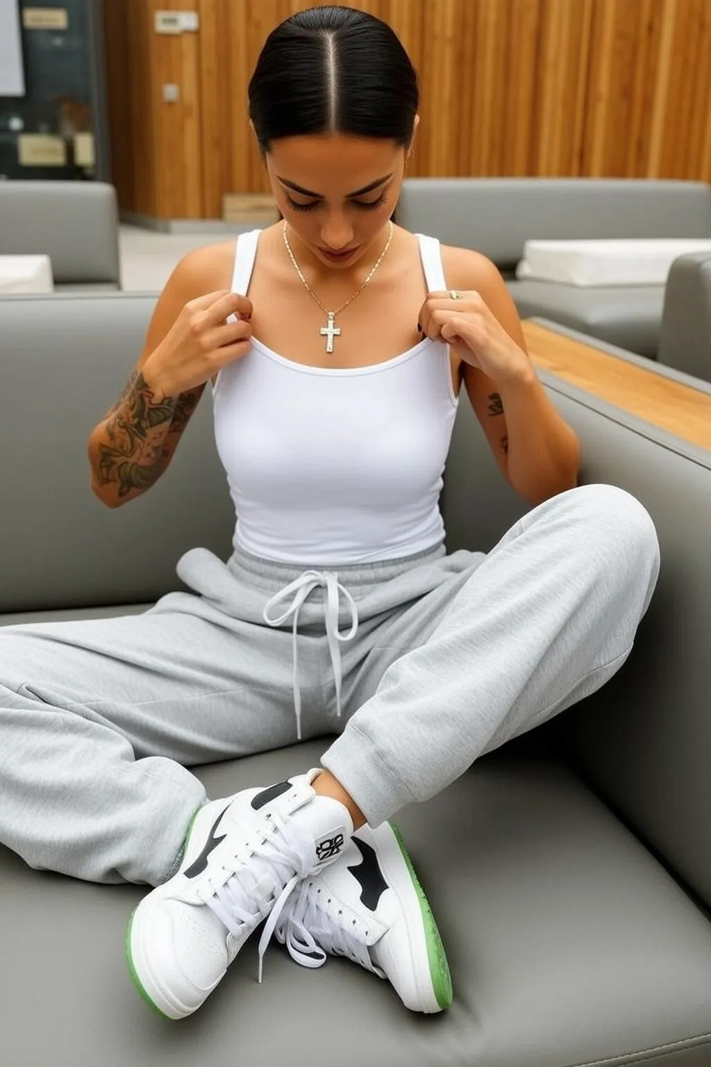 Tattoos And Earrings And Necklace And Rings With White Top