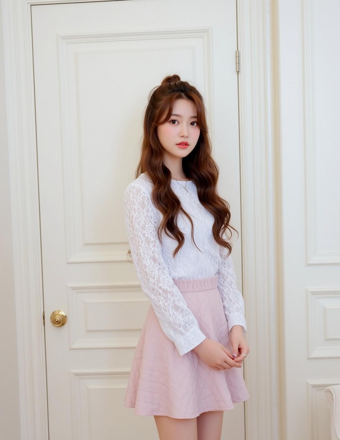 Balletcore Young Long Wavy Brown Half-updo Fair