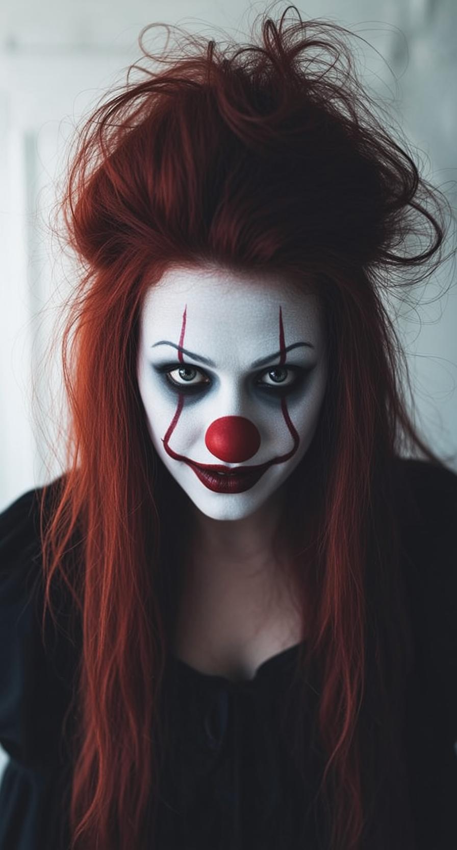 Halloween Makeup Clown Long Messy Bright Red