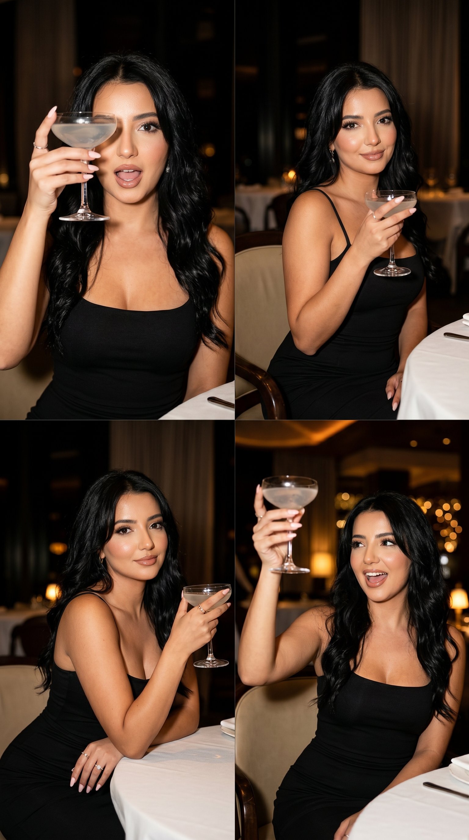 Restaurant Dining Collage Black Dress Coupe Glass