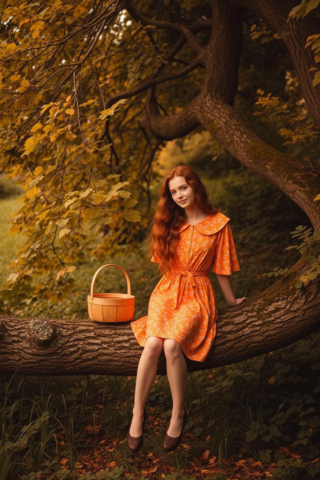 Autumn Young Long Wavy Red Fair Orange