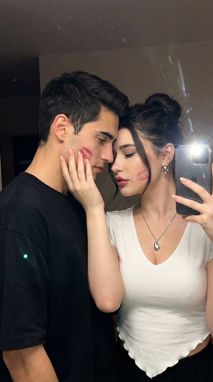 Couple Mirror Selfie Photorealistic Interior