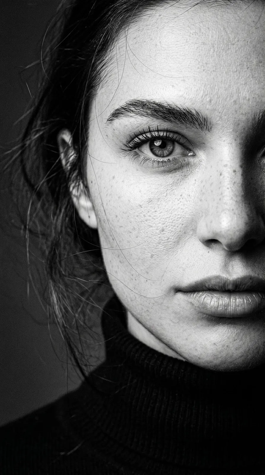 Black Turtleneck Cinematic Effect Added Grain