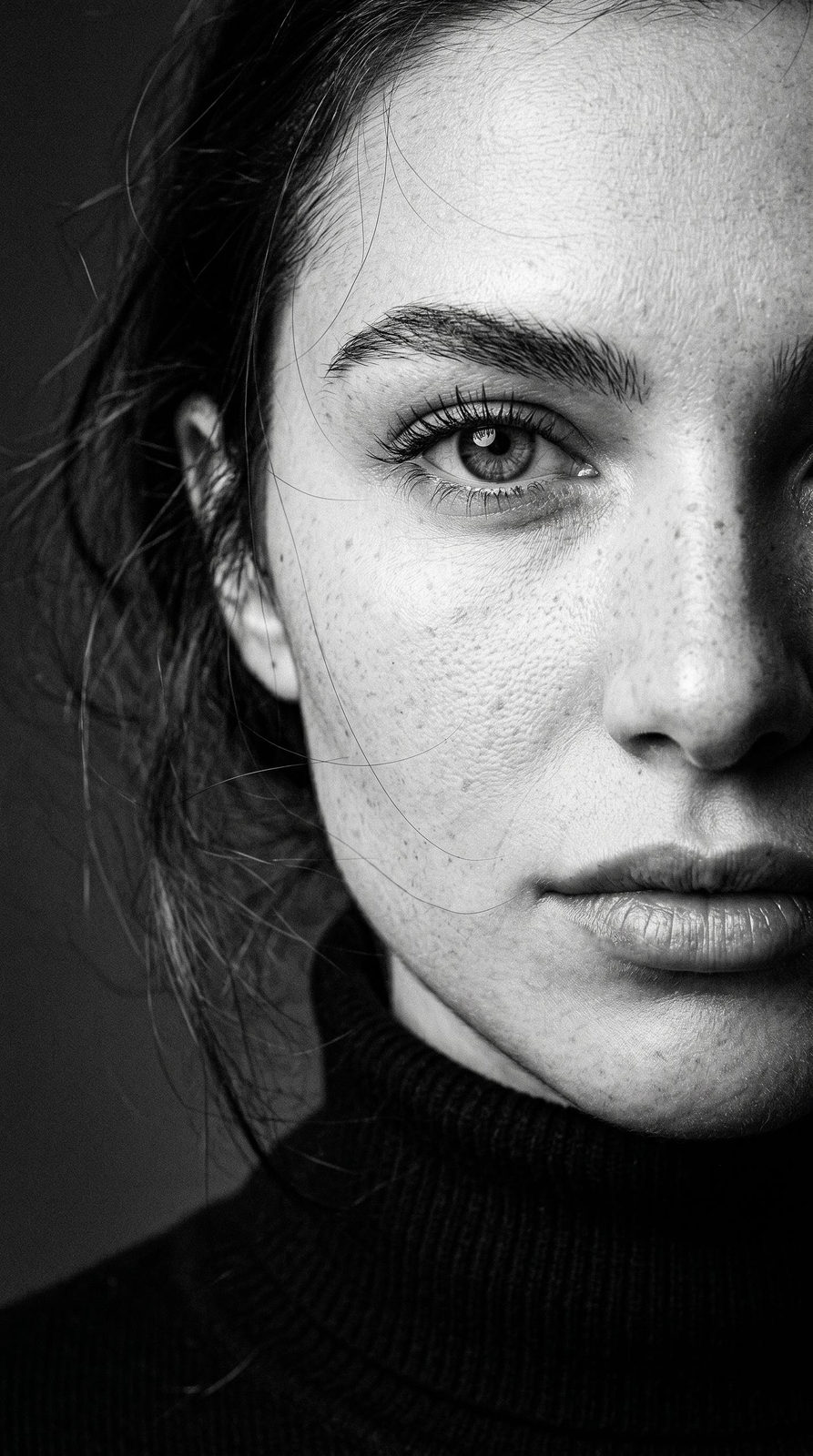 Black Turtleneck Cinematic Effect Added Grain