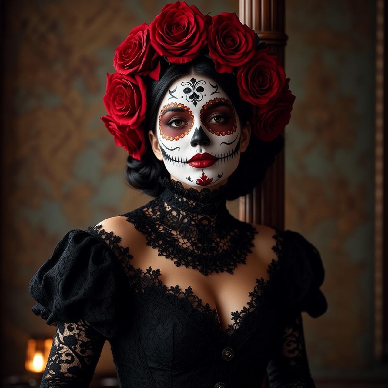Halloween Makeup Sugar Skull Black Styled Pale