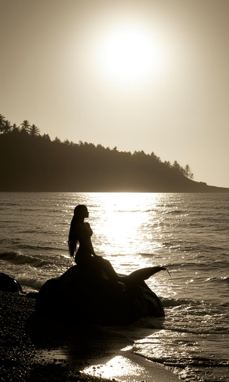 Silhouetted Mermaid Tail Portrait
