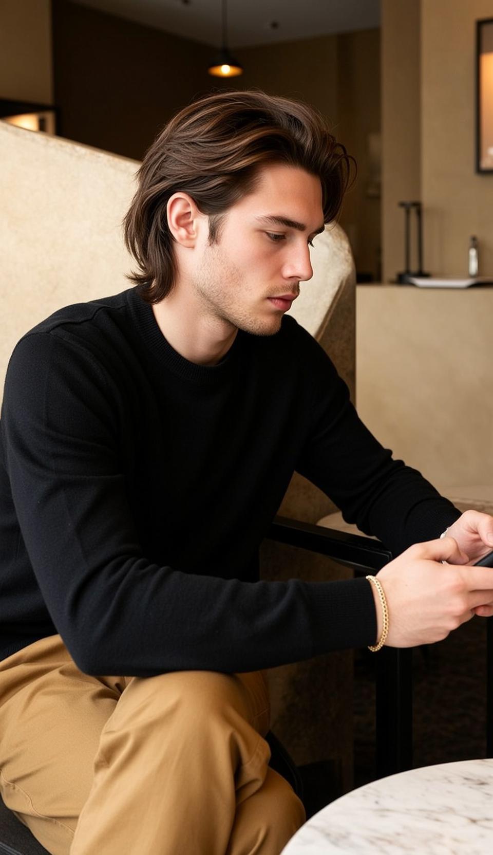 Young Medium-length Brown Hair Light Skin Wavy