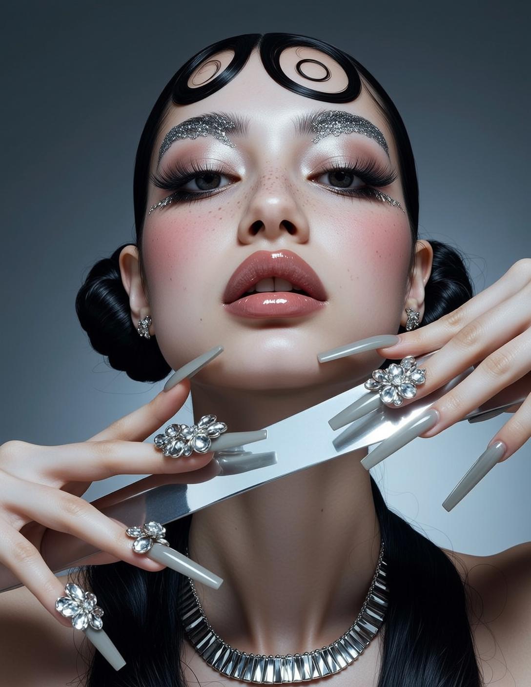 Silver Mirror Shard Crystal Hands