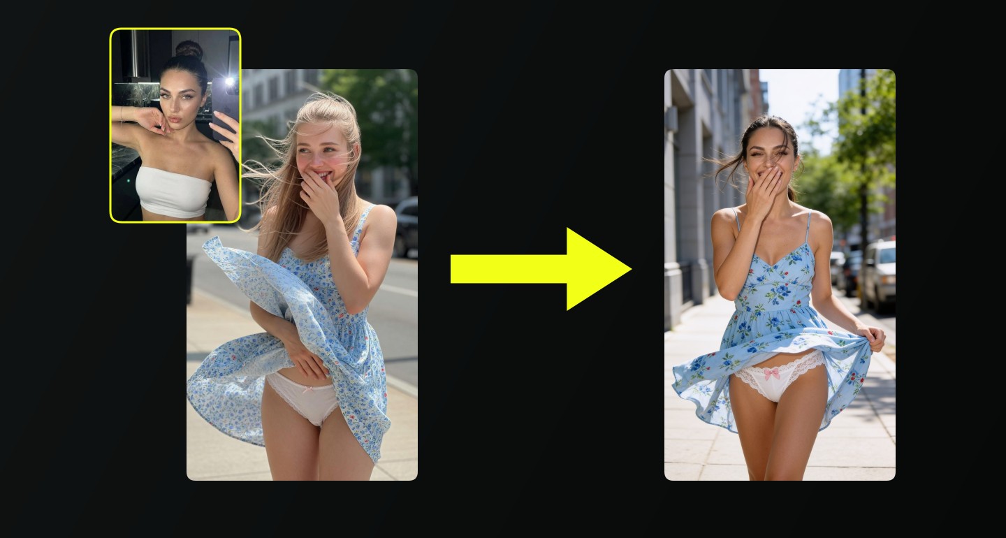 Lily remix walkthrough for Floral Dress On City Sidewalk Laughing