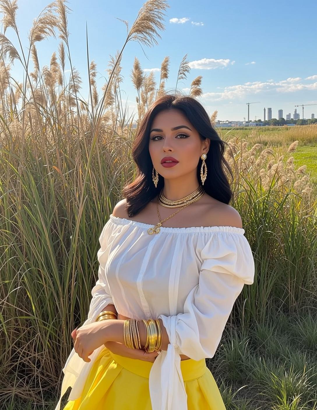 White Blouse Yellow Skirt
