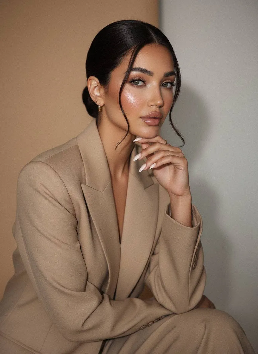 Makeup And Earrings And Rings In Studio Portrait