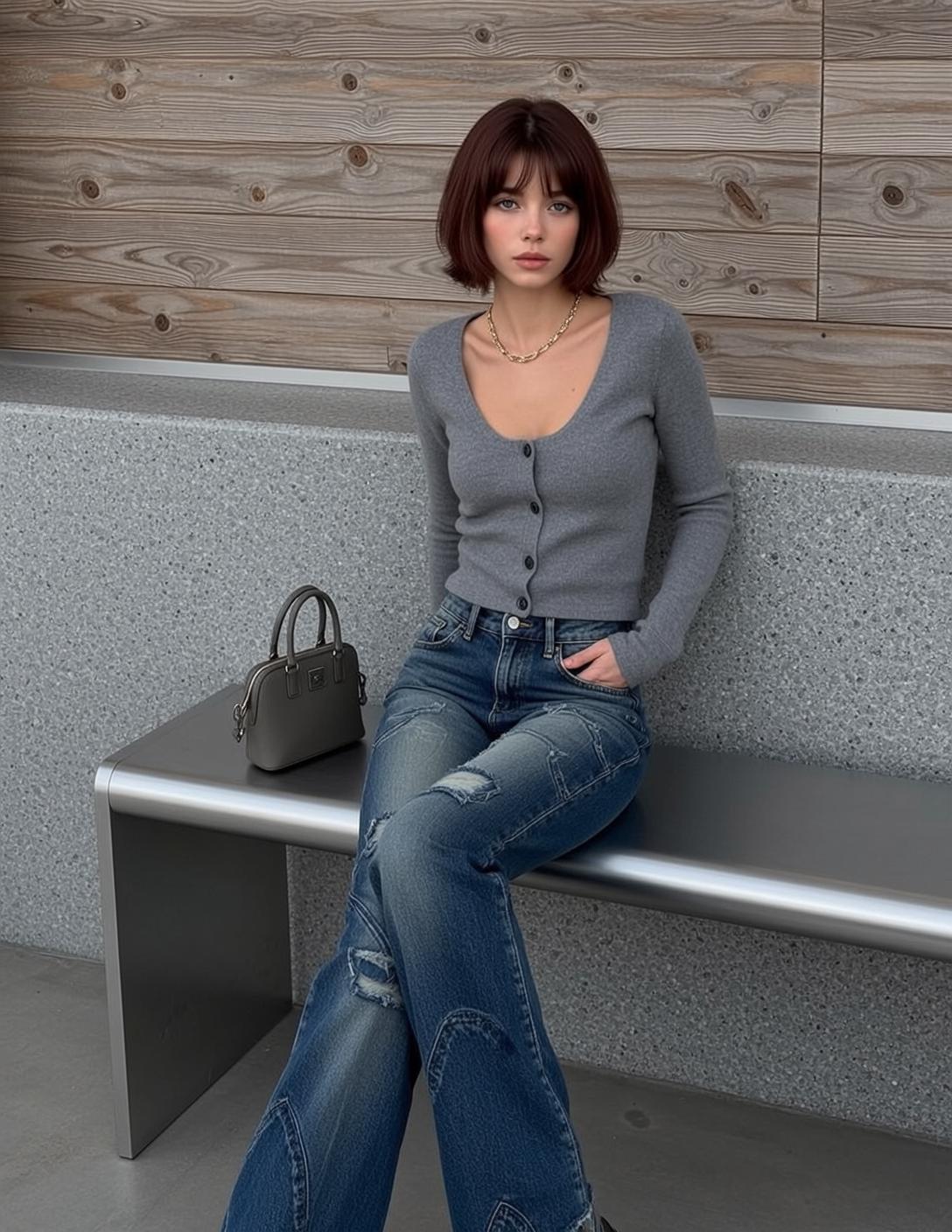 Cardigan Flare Jeans Urban Seat