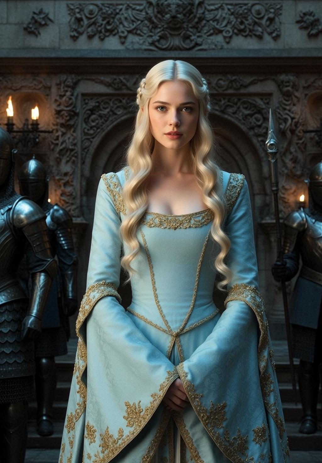 Ethereal Young Long Blonde Wavy Hair Braided