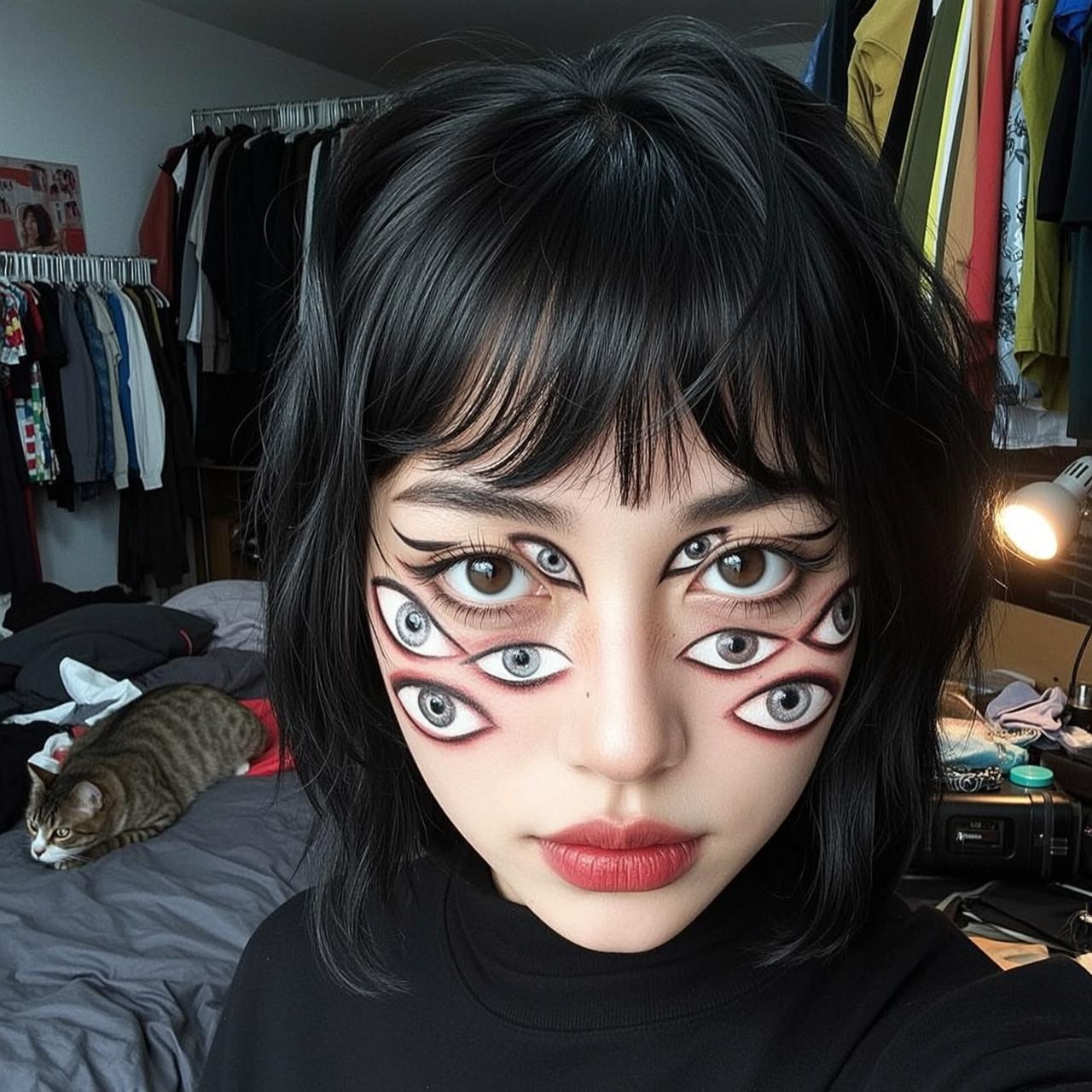 Black Turtleneck Graphic Makeup Portrait
