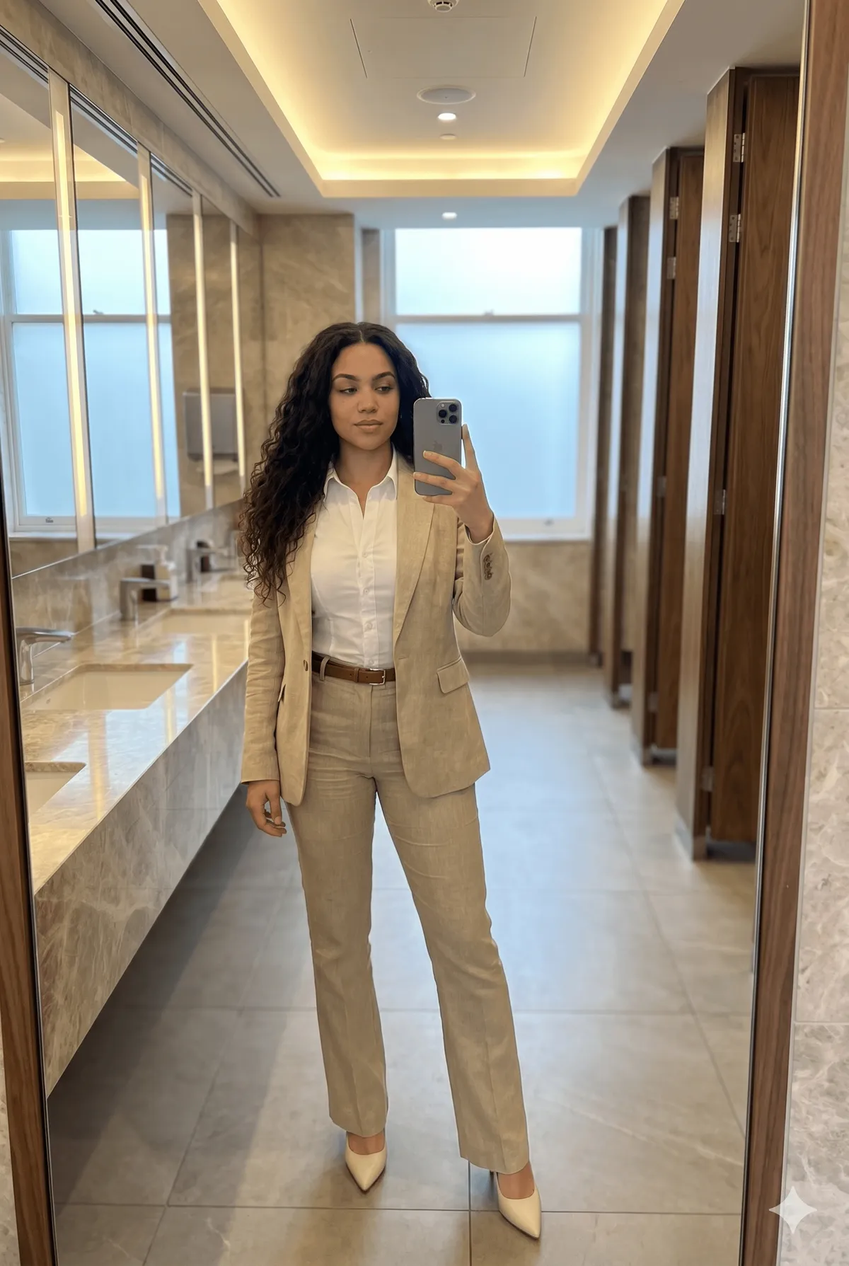Tailored Light Tan Linen Trouser Suit In Modern