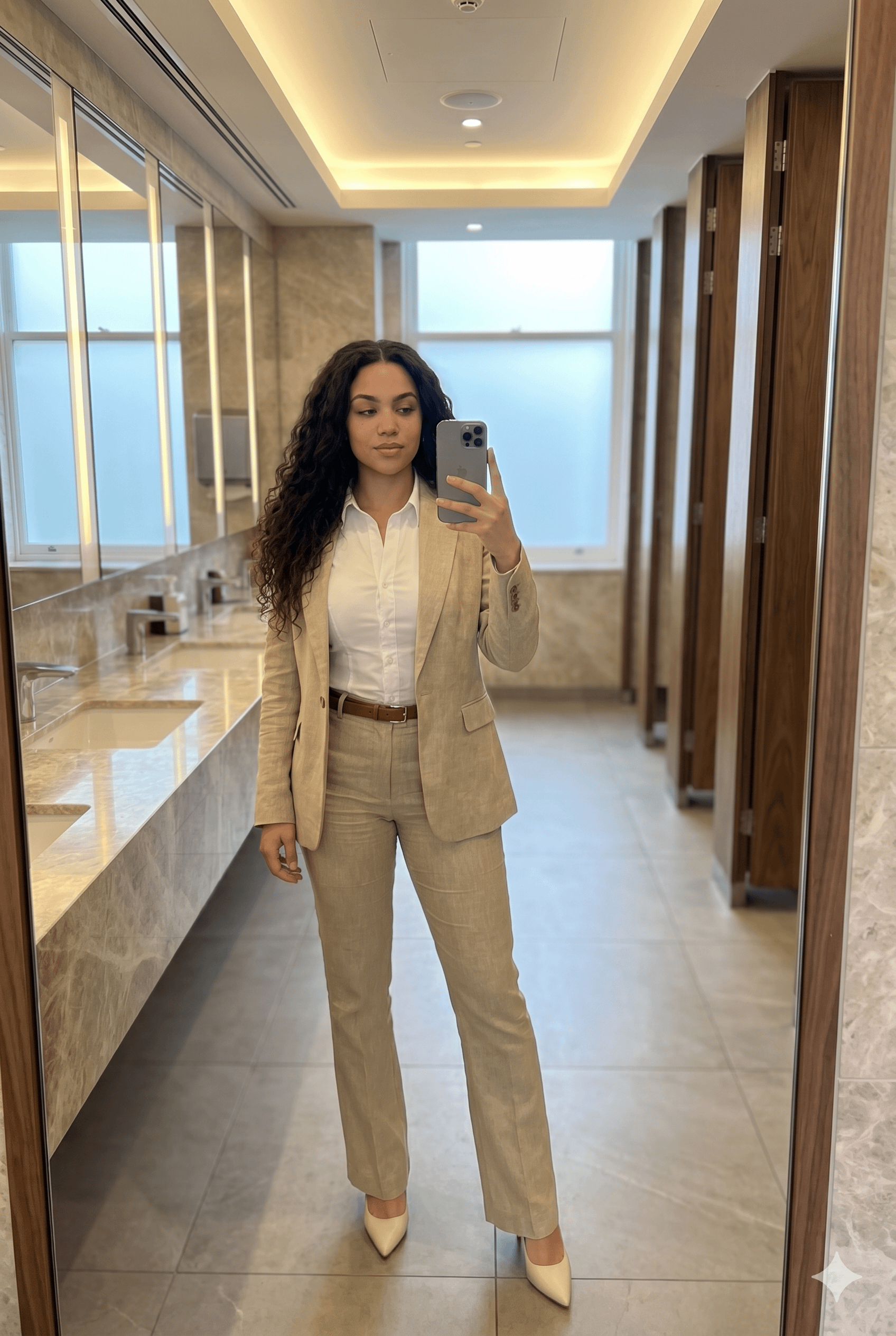 Tailored Light Tan Linen Trouser Suit In Modern