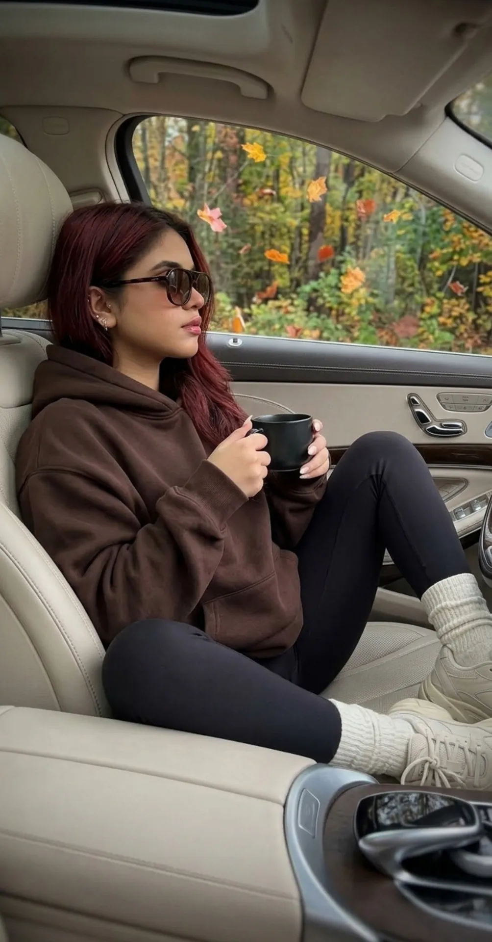 Oversized Dark Chocolate Colored Hoodie Over Dark