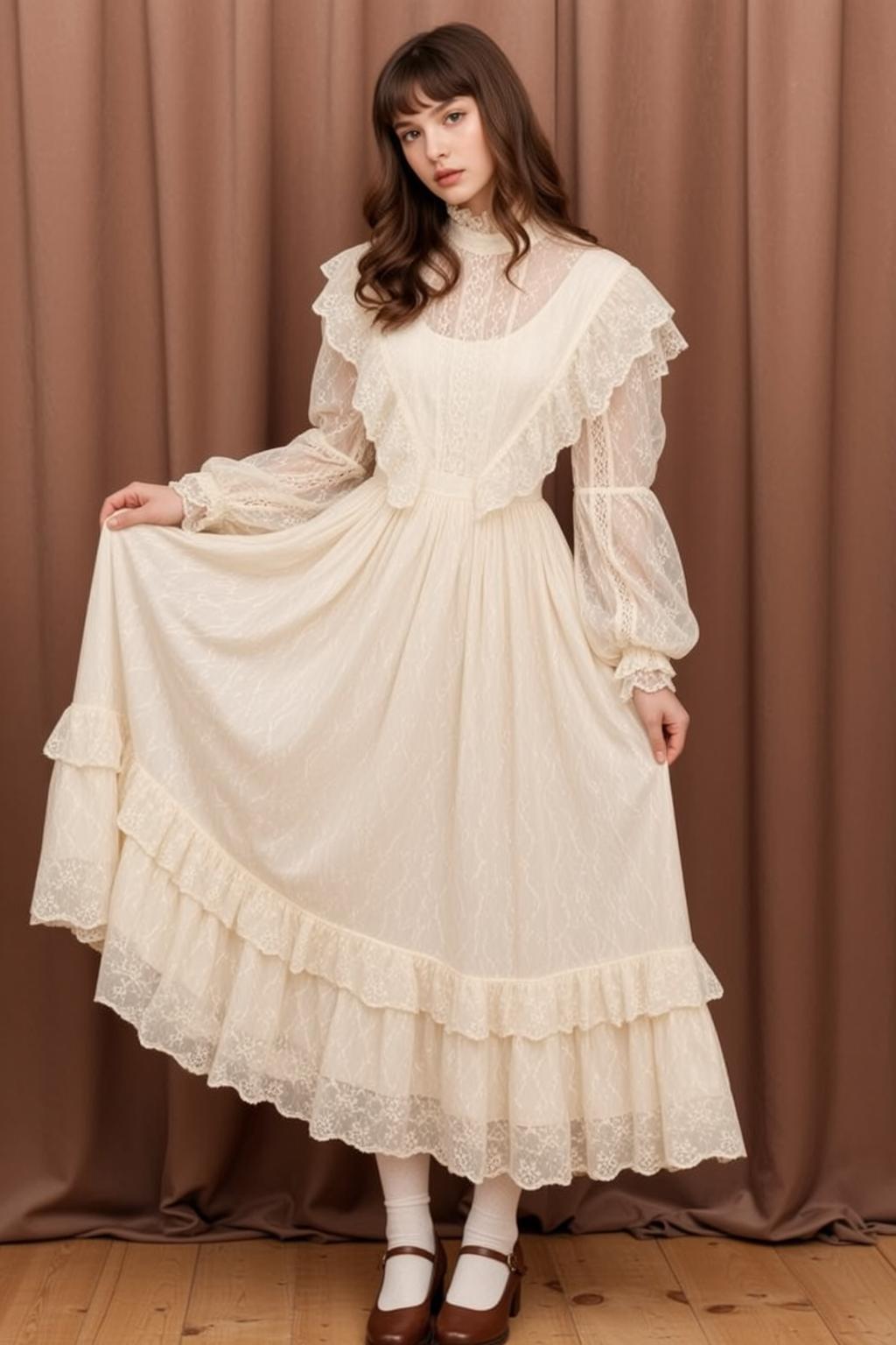 Ivory Lace Maxi Skirt Portrait