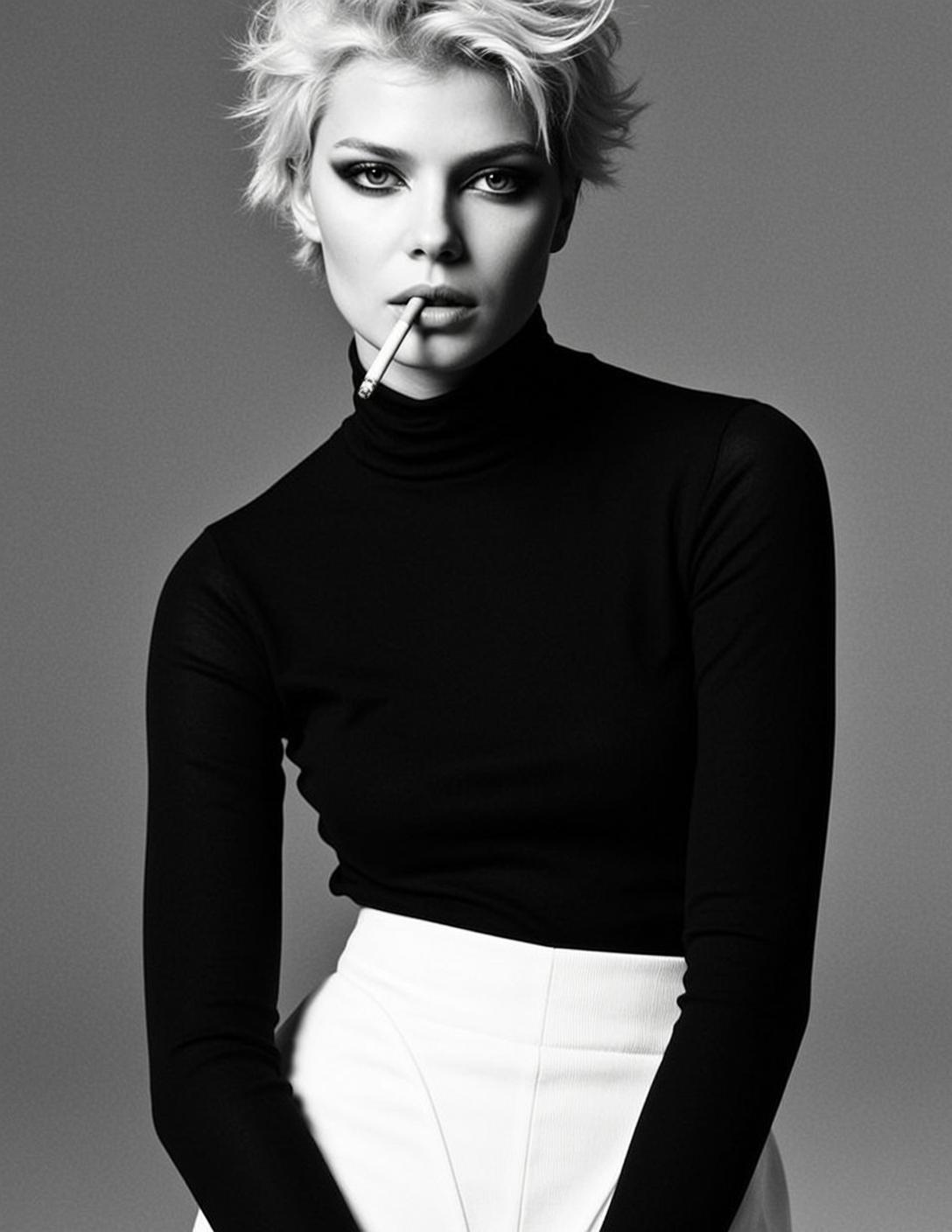 Black White Cigarette Portrait