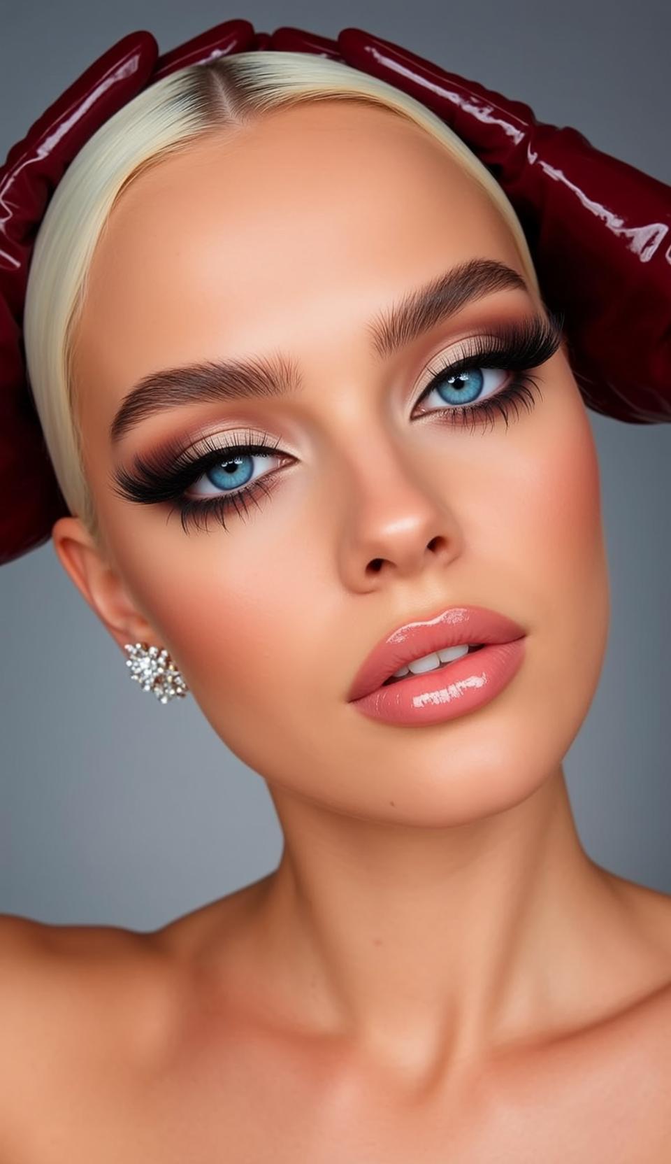 Makeup Close-up Shows Her Hands Glossy Deep