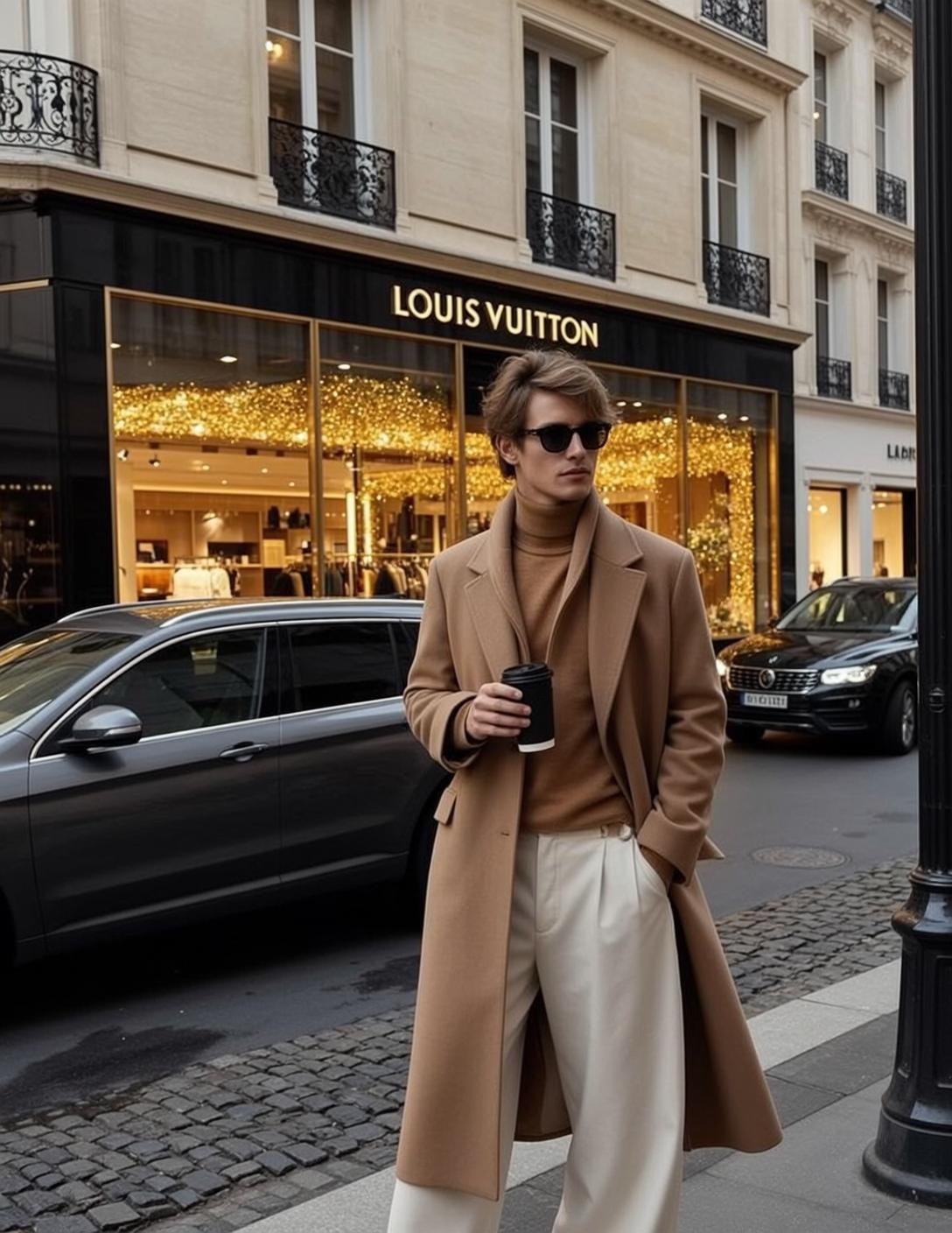 Camel Coat Coffee Street Style