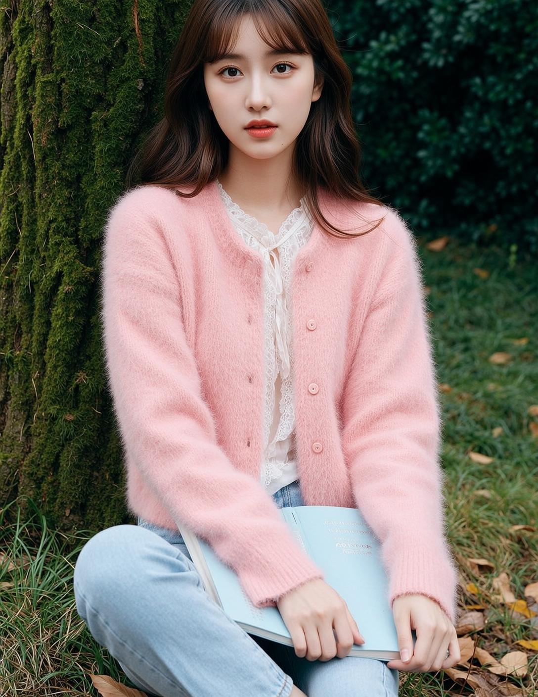 Explore Seated Outdoors Leaning Against Moss-covered Tree