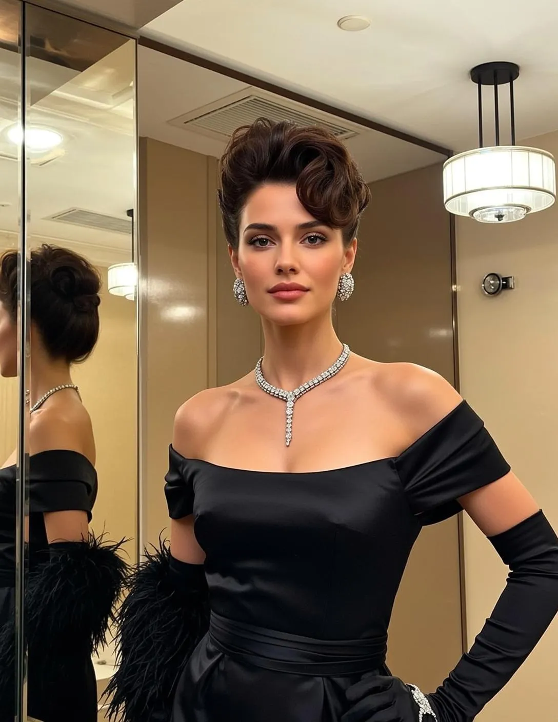 Hair Salon Dark Brown Updo Volume Curls