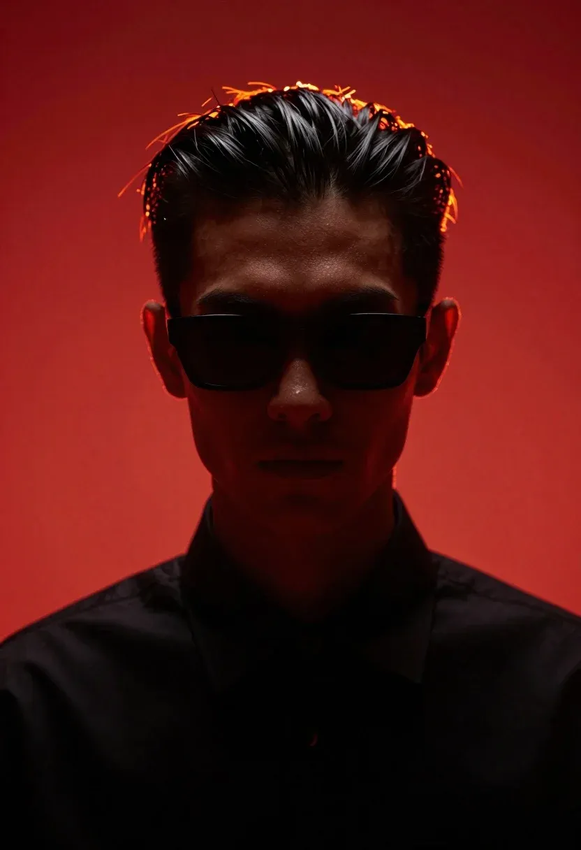 Striking Portrait Person With Slicked-back Dark Hair And Bold Sunglasses