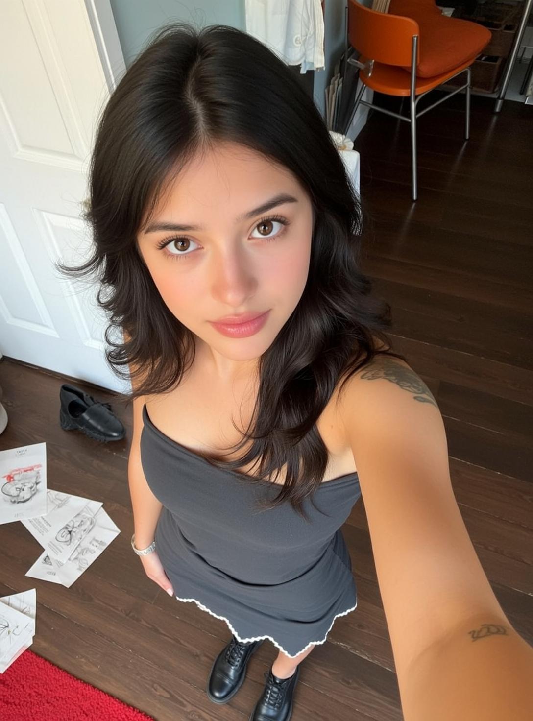 Gray Tube Top Selfie