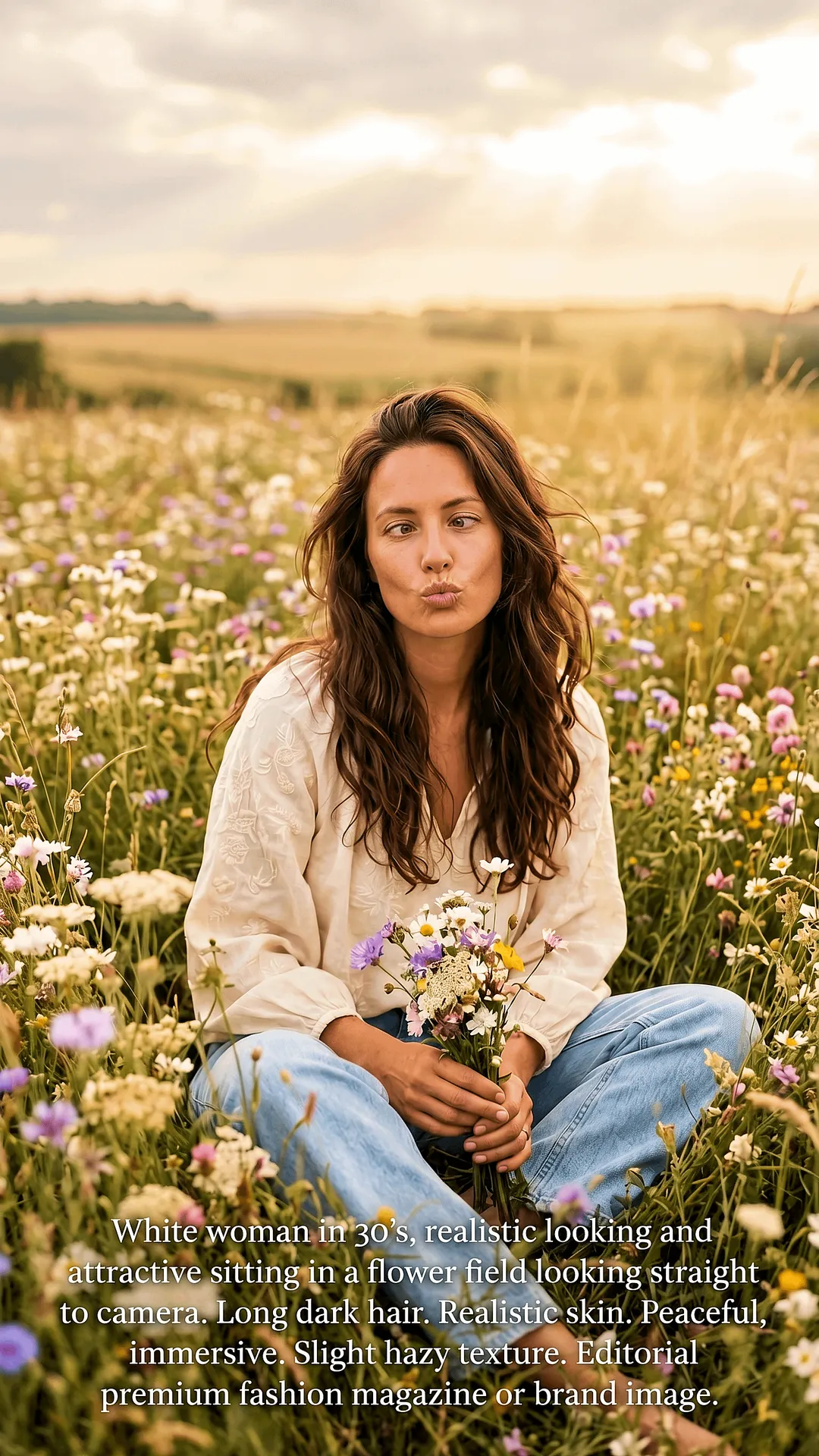 Wildflower Meadow Golden Hour Peasant Blouse Kiss