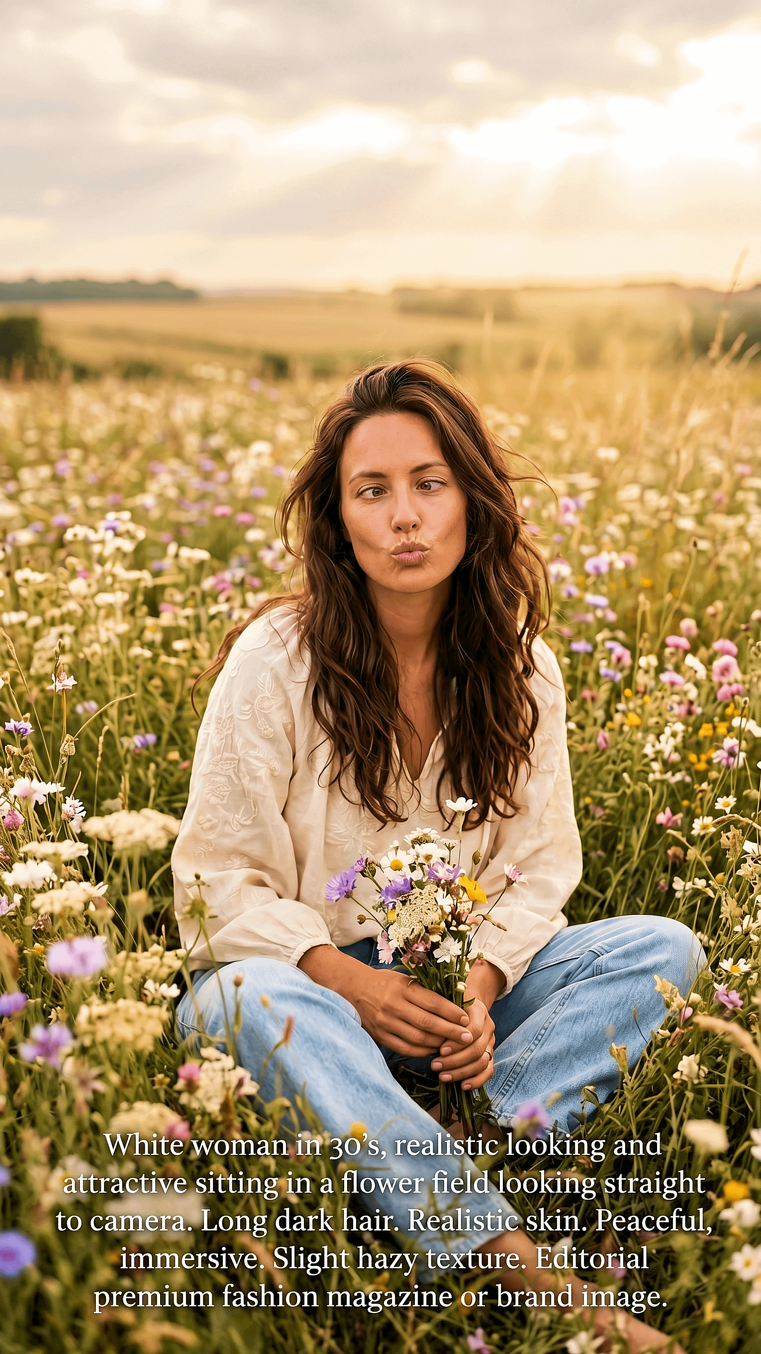 Wildflower Meadow Golden Hour Peasant Blouse Kiss