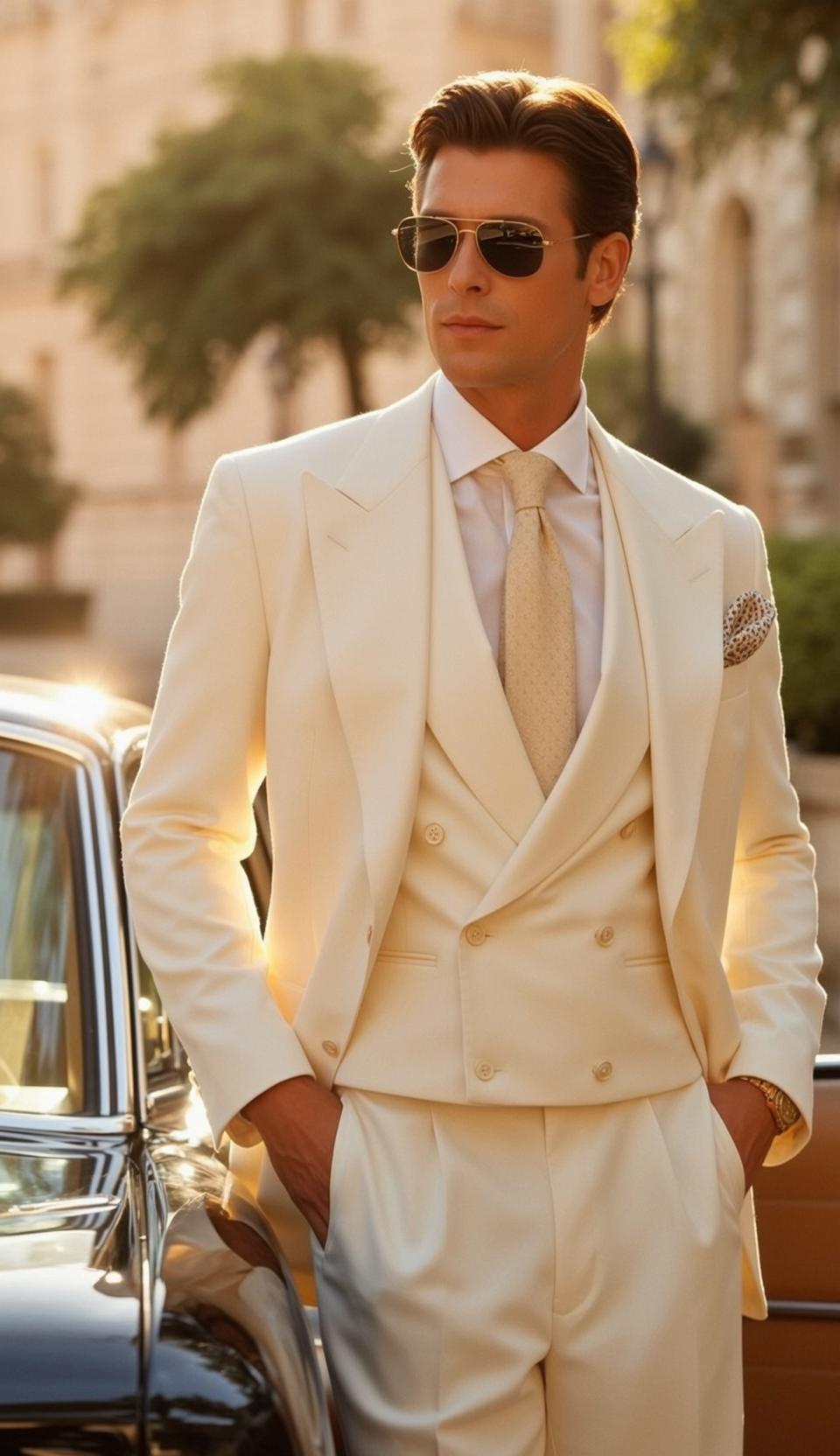 Cream Suit European Street