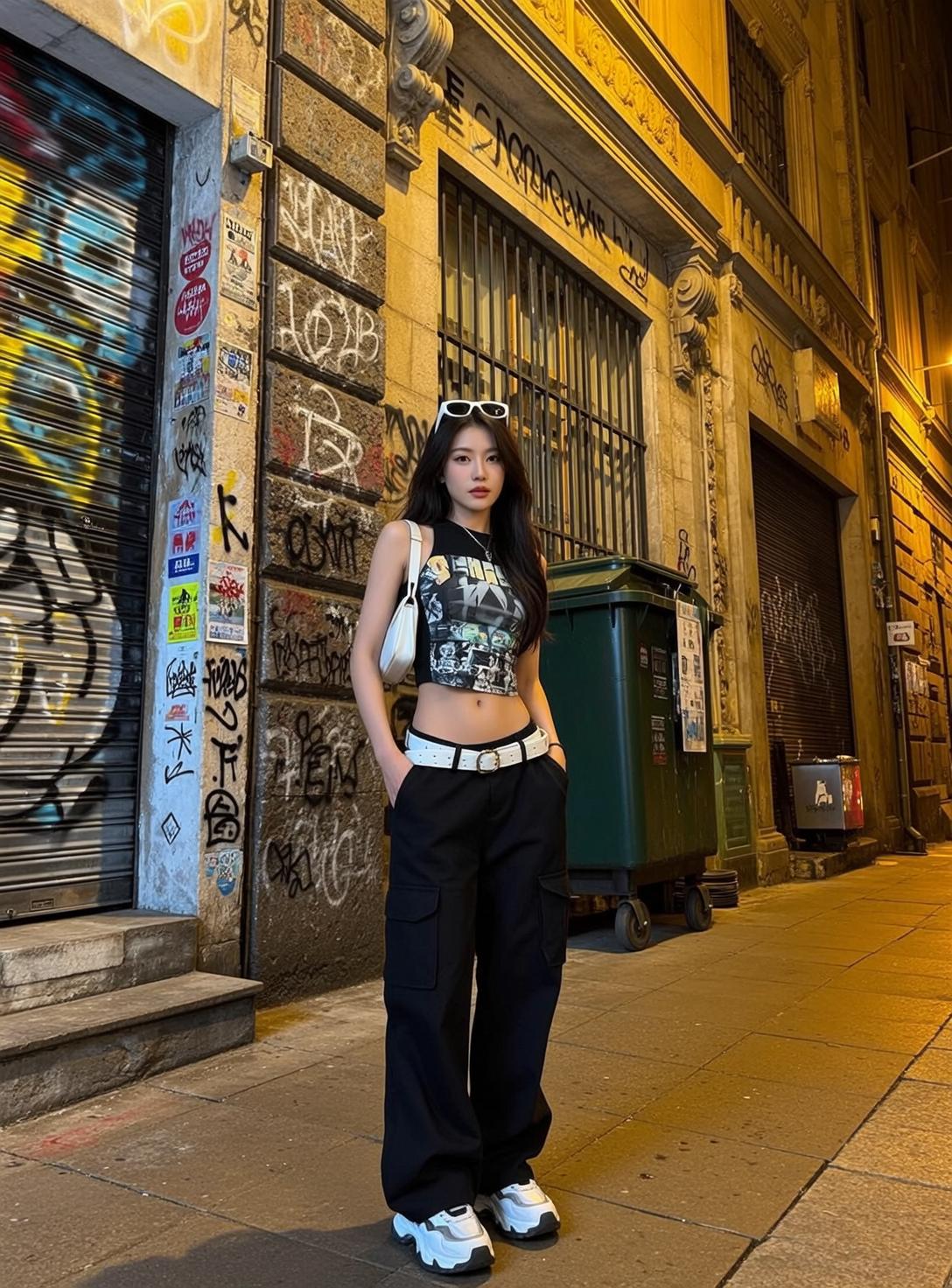 Urban Night Street Style Woman Cargo Pants