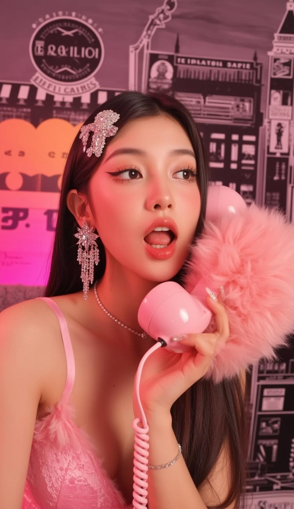 Pink Bralette Retro Phone