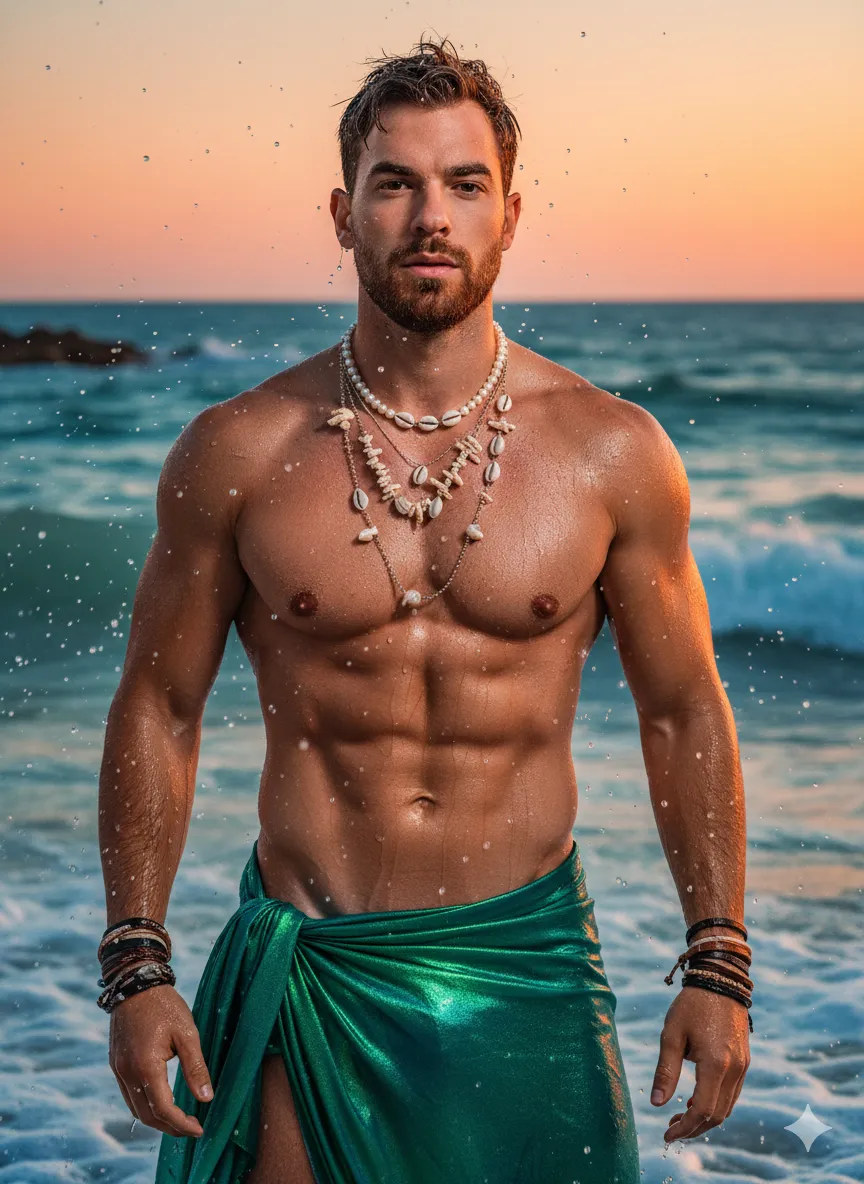 Male Model On The Beach