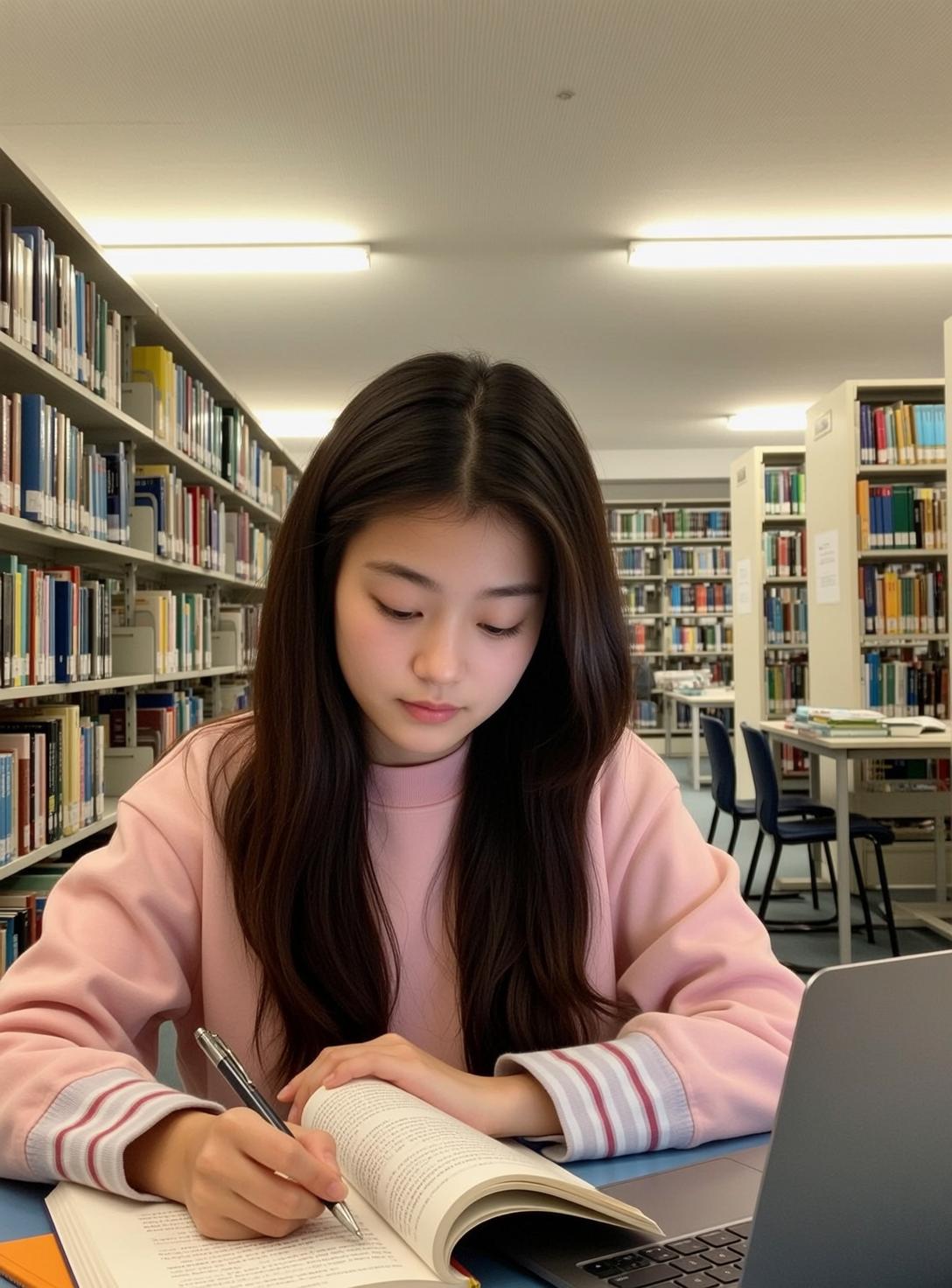 Explore Seated Desk Library Her Body Positioned
