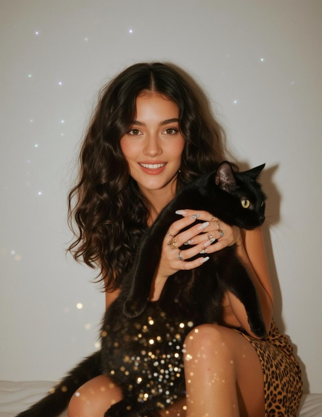 Explore Seated Holding Black Cat Her Arms
